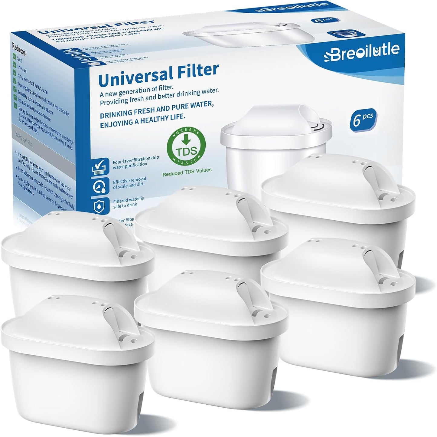 225296 - BREOILUTLE Fishekë Filtri Uji për Çajnik Brita® Marella®, 6 Copë, Zvogëlon Papastërtitë
