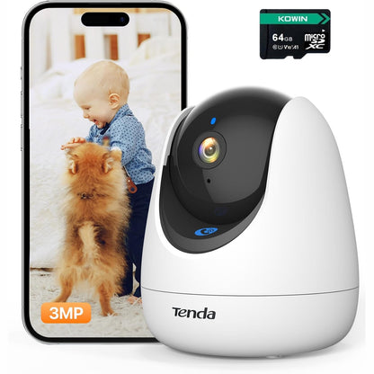 319930 - Tenda 2K CP3 Pro V1.1 Kamerë Mbikëqyrjeje e Brendshme, me Kartë SD, Detektim Lëvizjeje, Thirrje me Një Prekje, WiFi 360 Gradë, Audio 2-Kahëshe, Alarm dhe Njoftim Push
