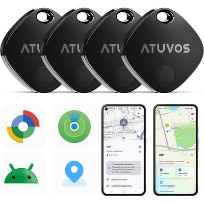 268222 - ATUVOS Gjurmues inteligjent i etiketave Air Tag Pro për Android dhe iOS, Gjetës çelësash, pajtueshëm me Google Find My Device ose Apple Find My App, 4 copë
