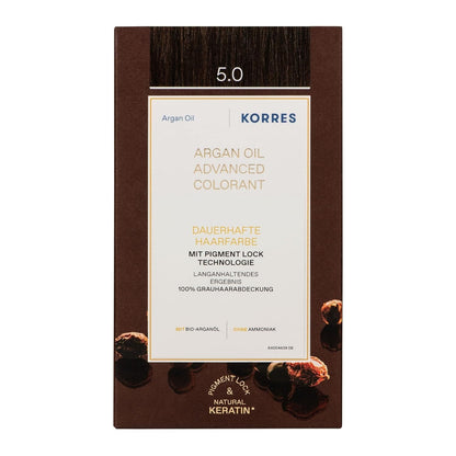 336411 - KORRES Argan Advanced Coloration Oil, Vaj Ngjyrosës i Avancuar, Kafe e Çelët 5.0, 145 ml