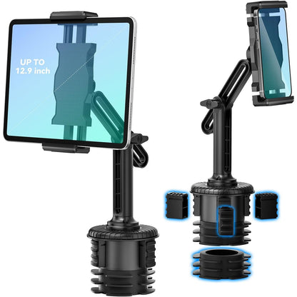273513 - KDD Mbajtëse tableti për makinë me krah të gjatë të rregullueshëm, montim universal për iPad, e pajtueshme me tableta dhe telefona 4.7-13” për iPad Pro, Galaxy, Switch