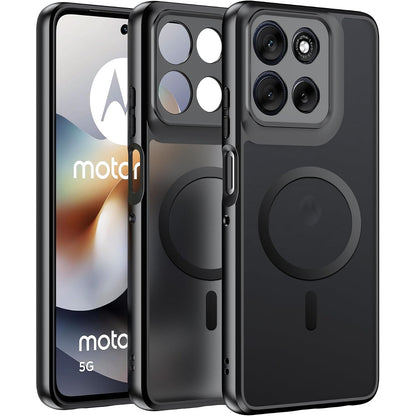 274632 - EFFCOTUO Mbrojtëse magnetike për Motorola Moto G56 5G me MagSafe, silikoni i butë, akrilik i mbuluar me akull, e zezë