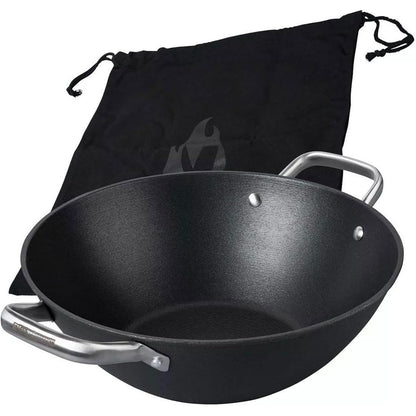 213262 - FMPROFESSIONAL Wok prej gize 32 cm – Tigan wok me shtresë jo ngjitëse – I përshtatshëm për të gjitha llojet e sobave (përfshirë induksionin) – afërsisht 33 x 42.8 x 12 cm