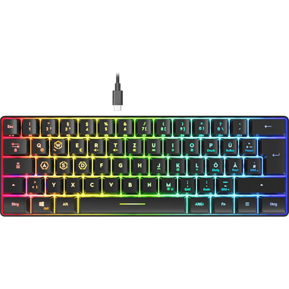 276784 - Speedlink Letos Tastierë për Lojëra RGB 60%, me tel, kabllo USB-C e shkëputshme, anti-ghosting, QWERTZ, e zezë