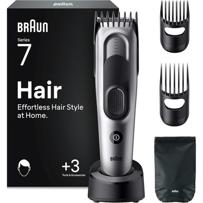 274950 - BRAUN Makinë prerëse flokësh pa tel Series 7 HC7590, 17 cilësime gjatësie, jetëgjatësi baterie 50 minuta, rezistente ndaj ujit, 5 aksesorë shtesë