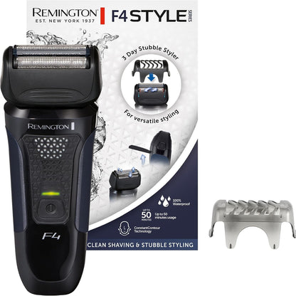 316300 - REMINGTON Makinë rroje elektrike F4002, 100% e papërshkueshme nga uji, me fletë metalike, shkurtues detajesh komod dhe shtojcë stiluese mjekre 3-ditore