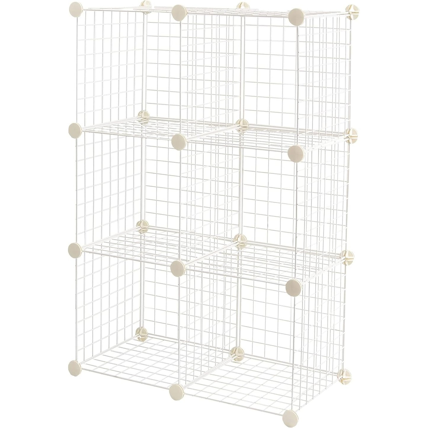 221642 - AMAZON BASICS 6 Rafte Ruajtjeje me Rrjetë Teli Kubike, 66 x 32 x 96.5 cm, të Bardha