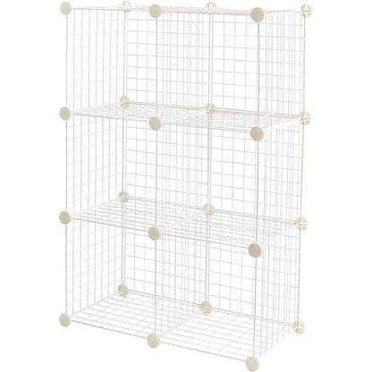 221642 - AMAZON BASICS 6 Rafte Ruajtjeje me Rrjetë Teli Kubike, 66 x 32 x 96.5 cm, të Bardha