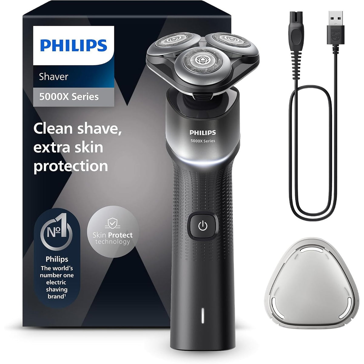 315494 - akinë rroje elektrike 5000X, 100% e papërshkueshme nga uji, teknologji SkinProtect, kokë fleksibile 360°, karikim 1 orë, model X5004/00