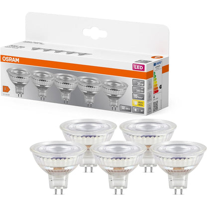 252117 - OSRAM - LED BASE MR16, pako me 5 llambash, zëvendëson llambat inkandeshente 35W, e bardhë e ngrohtë (2700K), 3.8W, bazë GU5.3, xham i akrilikuar