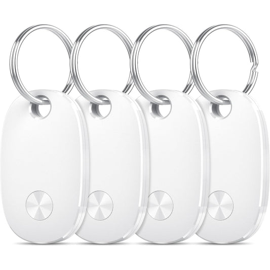299059 - weTag Pro - Pako me 4 etiketa inteligjente për gjurmimin e ajrit, Gjetës çelësash i pajtueshëm me aplikacionin Apple Find My (VETËM për iOS), Gjetës çelësash Bluetooth për bagazhe/çanta/valixhe, Bateri e zëvendësueshme