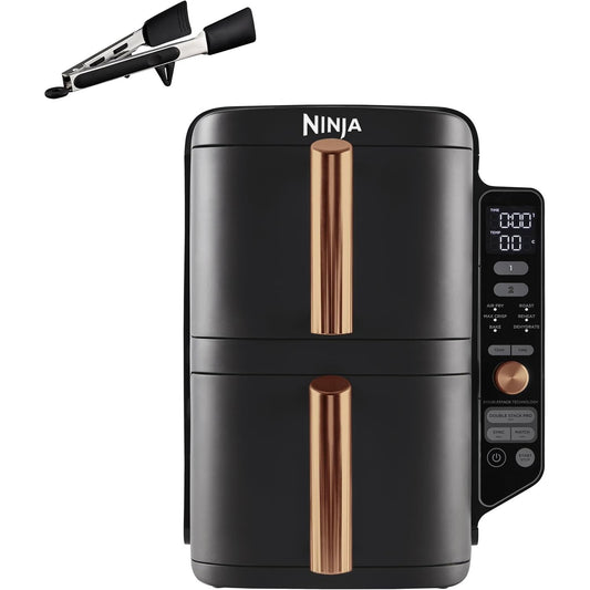 288108 - NINJA Fritezë me ajër Double Stack XL, 9.5L, 2 sirtarë, 4 nivele gatimi, 6 funksione, 8 racione, e zezë/bakër (SL400EUCP)