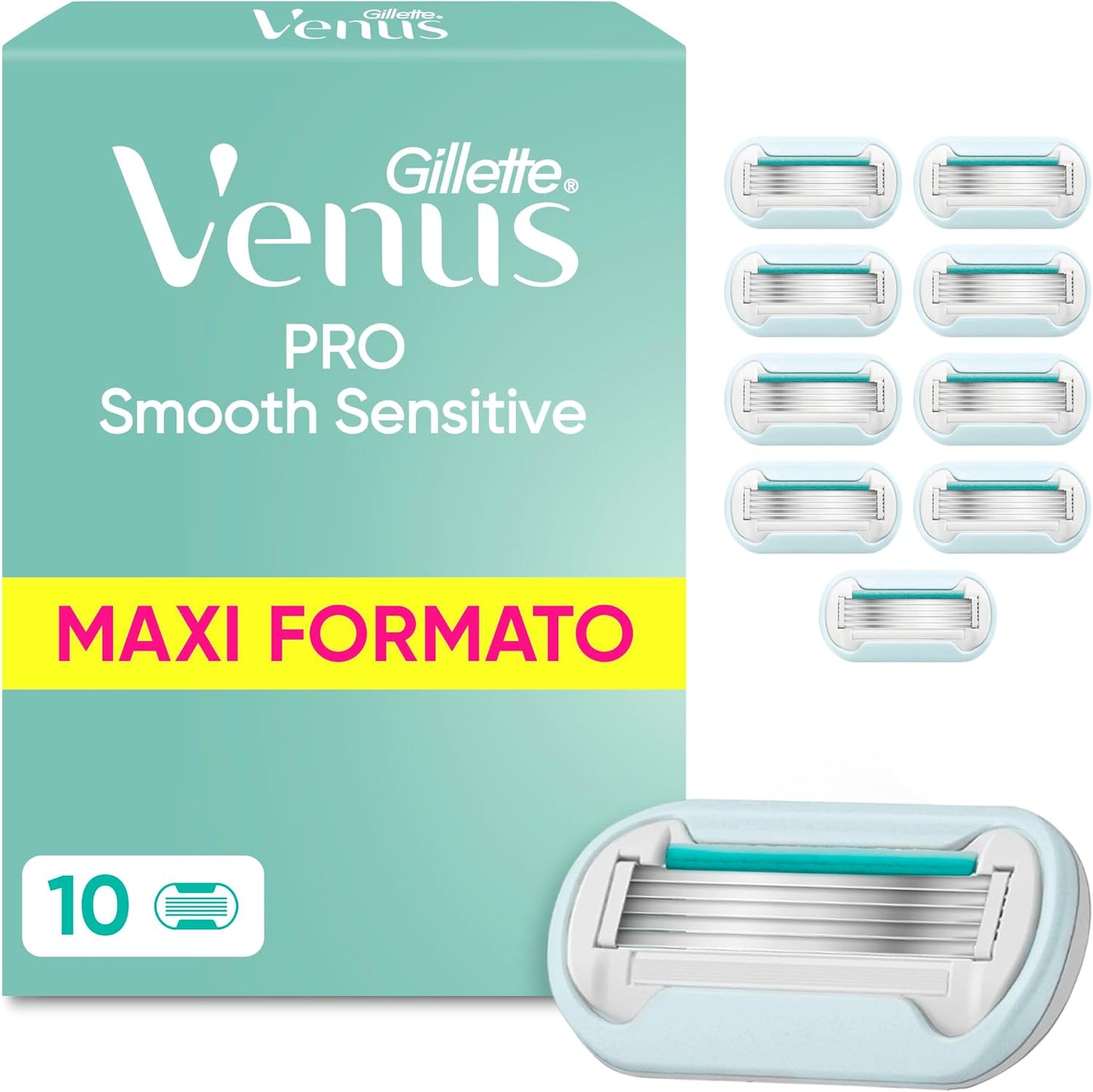 275221 - GILLETTE Brisqe rroje Venus Pro Smooth Sensitive për Gra, 10 Brisqe Zëvendësuese Origjinale