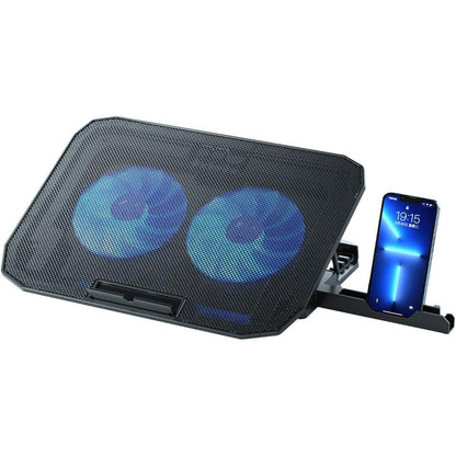 268911 - Baza PORTATIVE FTOHËSE NK për Laptopë 12 deri në 17" me 5 Mbështetëse të Rregullueshme, 2 Ventilatorë, 2 Porta USB, Dritë LED Blu