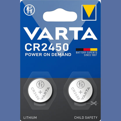 310602 - VARTA Bateri CR2450 me qeliza kopsash, 2 copë, monedhë litiumi, 3V