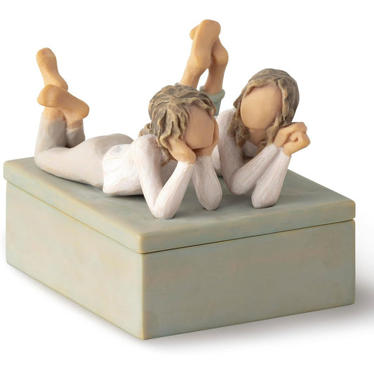 175124 - WILLOW TREE: Kuti Kujtimesh Bizhuterie për Tavolinë 'Pema e Shelgut, Miqtë Përgjithmonë', E Skulpturuar dhe e Pikturuar me Dorë, Modeli 28254