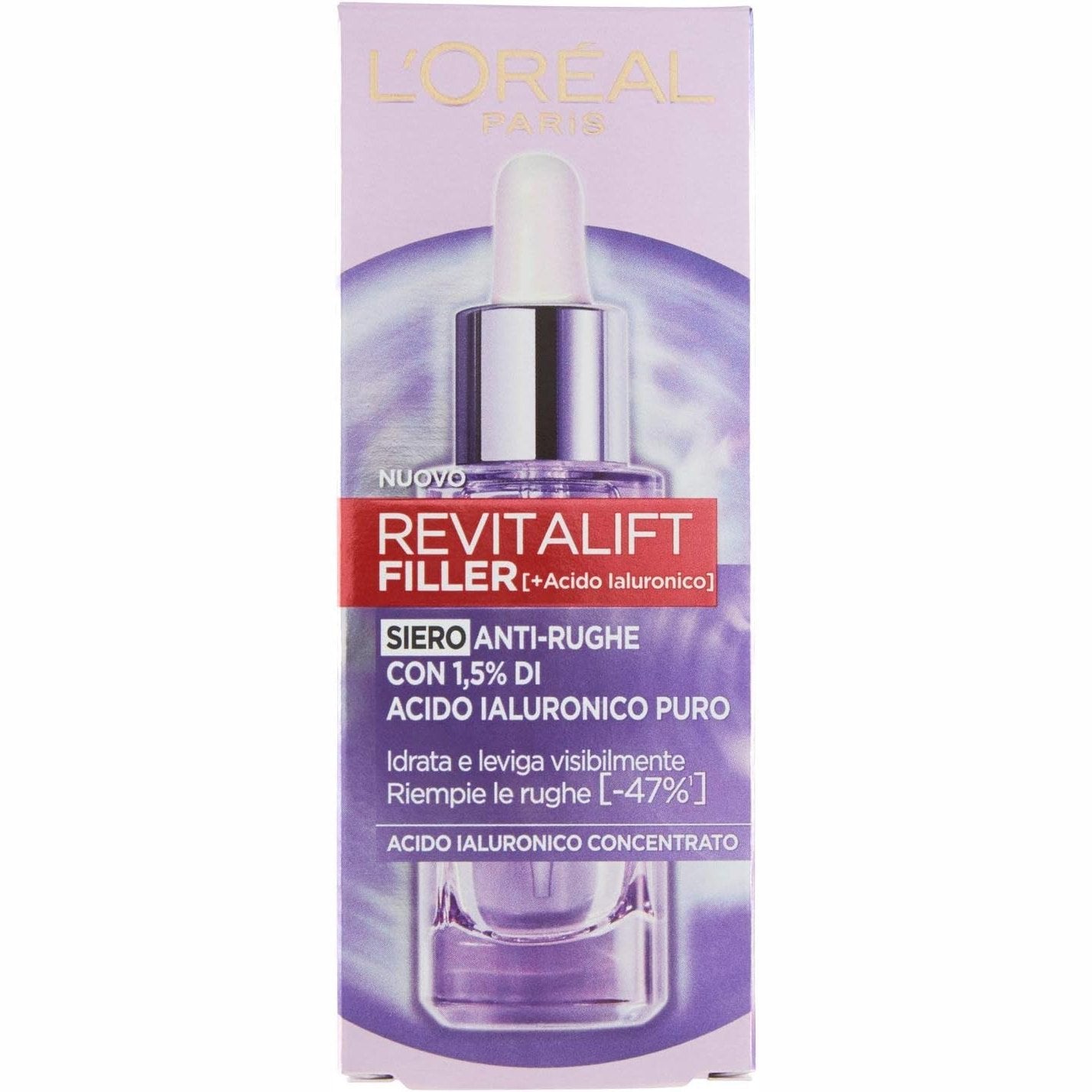 321306 - L'OREAL PARIS Serum për fytyrën kundër rrudhave, 30 ml, Për të gjitha llojet e lëkurës, Veprim mbushës dhe hidratues, I pasuruar me HA dhe PDRN
