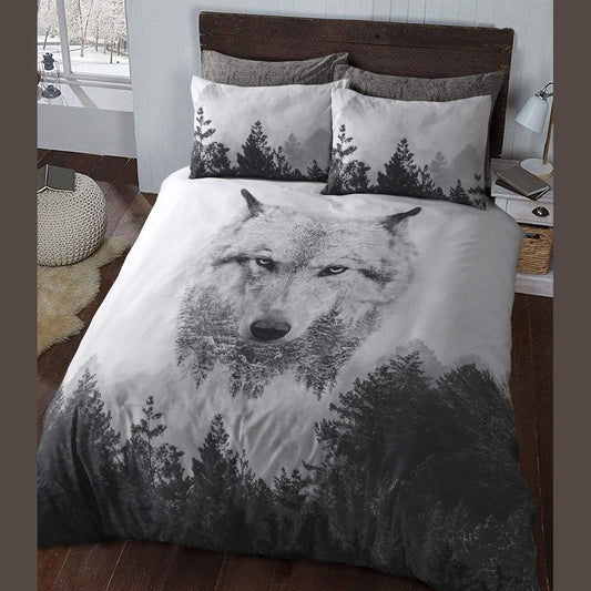 167830 - SLEEPDOWN Set çarçafësh me themën Wolf me mbulesë jastëku, përmasa 135 x 200 cm, Shumëngjyrësh
