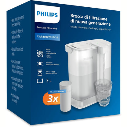 221355 - PHILIPS Filtër Uji me Kapacitet 3 L, 3× Filtër Taste+, Zvogëlon Klorin dhe Plumbin
