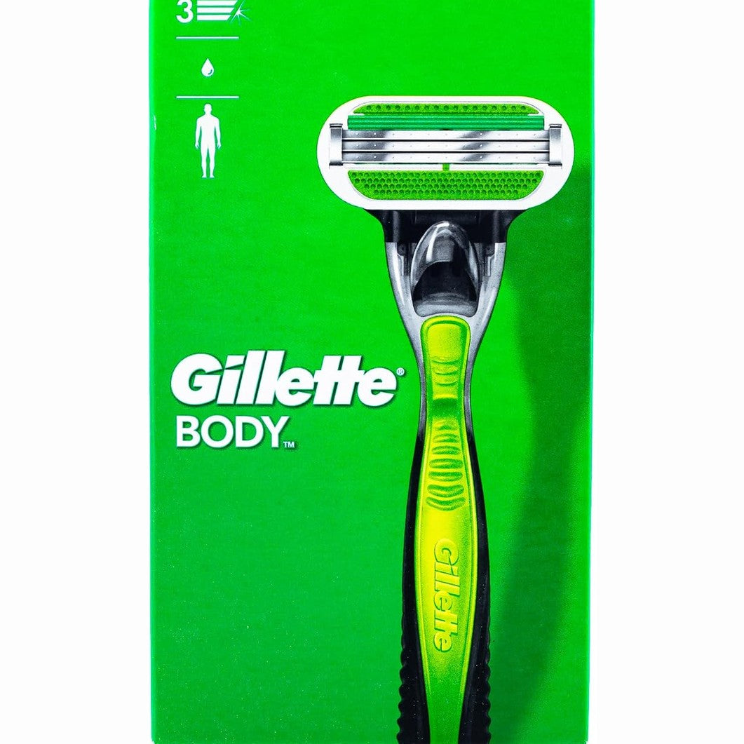 275877 - GILLETTE Brisk trupi për Burra, rroje trupi + 1 teh i trefishtë, rroje e lagësht për Burra — Jeshile