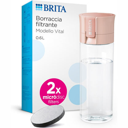 205951 - BRITA Shishja e Ujit Vital me Filtër dhe Kajsi, Zvogëlon Klorin dhe Grimcat e Imëta, Ruan Minerale, Kapaciteti 0.6 L