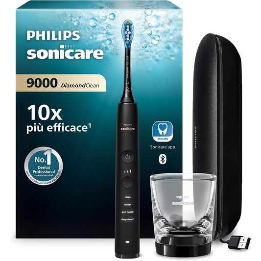 315160 - urçë dhëmbësh elektrike Sonicare DiamondClean 9000, HX9911/09, sensor presioni, 4 mënyra pastrimi, 3 nivele intensiteti, xham karikimi, kuti udhëtimi USB, e zezë