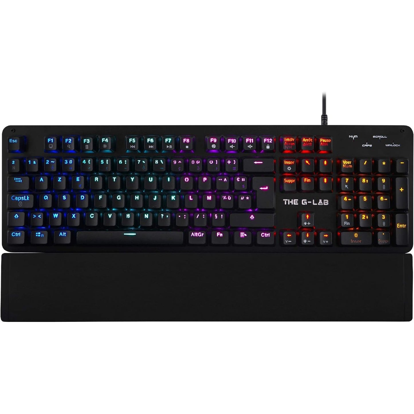 273274 - G-LAB Tastiera Mekanike për Lojëra Keyz Carbon E, Çelësa AZERTY Blue, Ultra Precize - 16 Efekte Ndriçimi nga Prapa - Mbështetëse Magnetike për Kyçin e Duarve - E Përputhshme me PC PS4/PS5 Xbox One/Series X - E Re