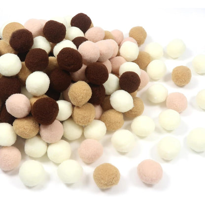 248923 - TOAOB 160 copë Pom-Poms Artizanale 2.5 cm Ngjyra Kafeje, Set Toptha Pelushi, Pom-Poms për Punime Artizanale DIY