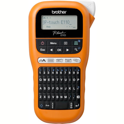 295909 - BROTHER PT-E110 Makinë Etiketimi Industrial, për shirita TZe 3.5 deri në 12 mm, portokalli