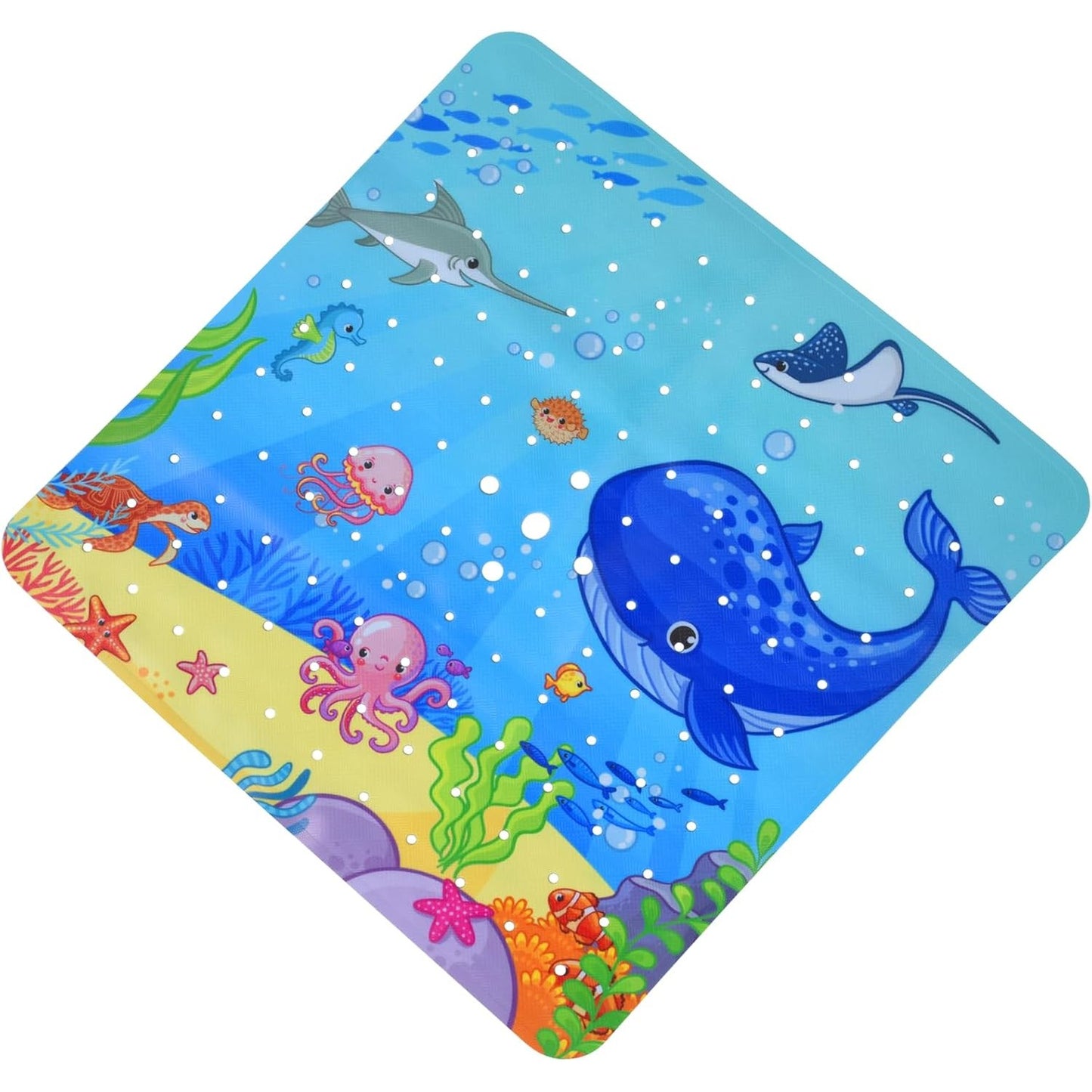 215970 - OTRAKI Dysheme banje kundër rrëshqitjes, 53x53cm, me vrima kullimi dhe gota thithëse, e larë në lavatriçe, blu