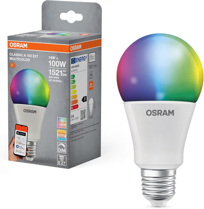 262173 - OSRAM SMART+ RGBW, llambë LED E27 me Matter over Wifi, ekuivalente me 100W, 2700-6500K, 16 milionë ngjyra RGB, 1 pako