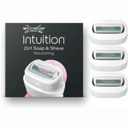 318249 - WILKINSON SWORD - Sapun Ushqyes dhe Rroje Intuition 2-në-1 për Gra - 3 Mbushje me Teh - Vegan