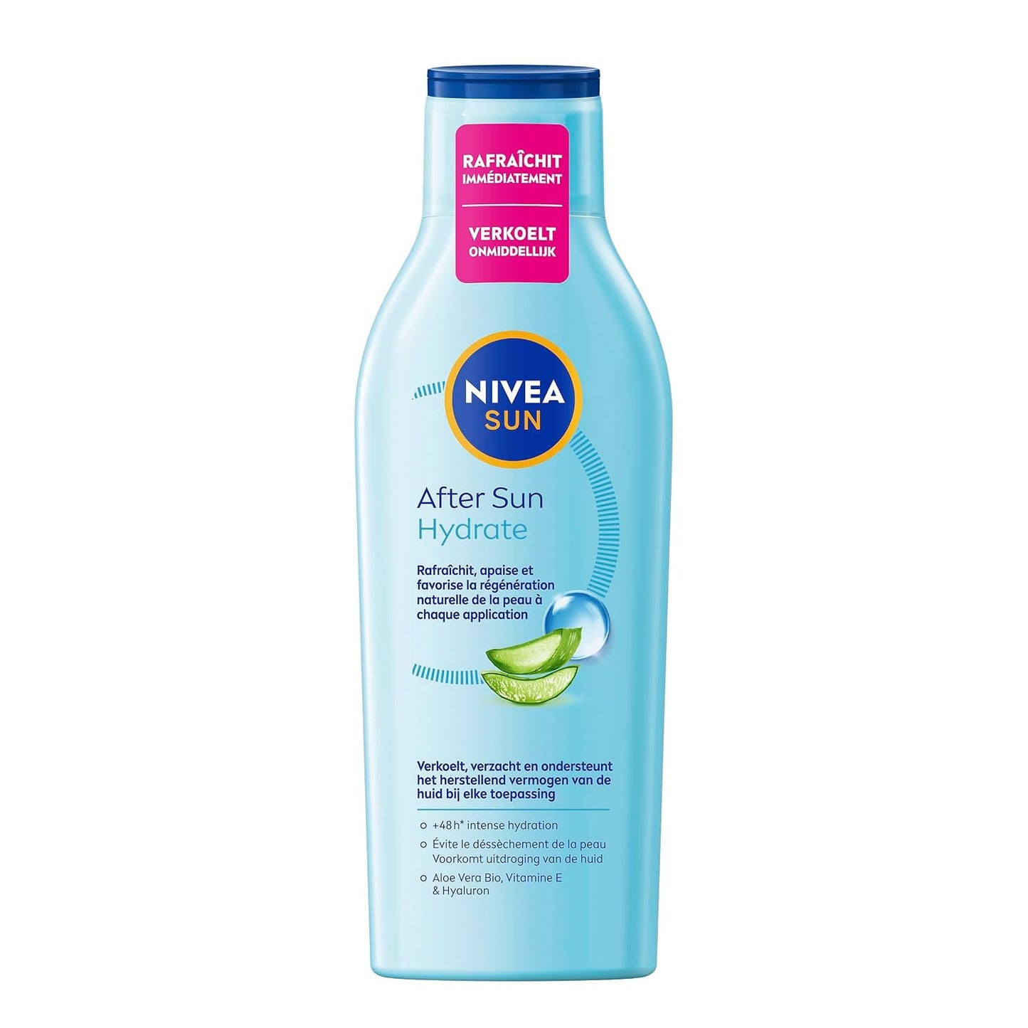 318775 - NIVEA SUN - Losion Hidratues 48H Pas Diellit - 200 ml, Aloe Vera Organike dhe Acid Hialuronik, Formulë e Lehtë dhe Jo e Yndyrshme