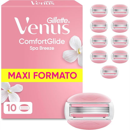 289741 - GILLETTE Mbushëse brisku Venus Comfortglide Spa Breeze për femra, pako me 10 copë, 3 tehe të integruara,  për një rruajtje të butë.
