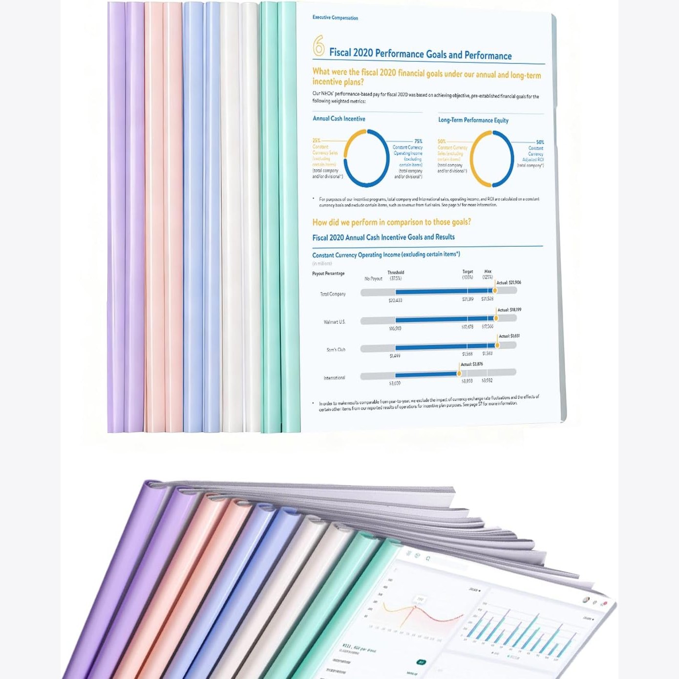 274650 - ZEXIJOW Pako me 10 Dosje Transparente A4, Kapacitet 100 Fletë, Ngjyrë e Çelët