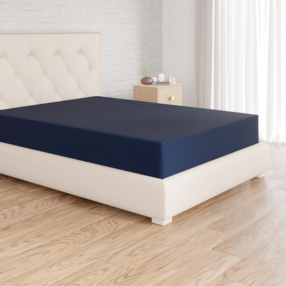 294227 - AMAZON BASICS Çarçaf i montuar, 160 x 200 x 30 cm, Mikrofibër Poliester, Blu Marine