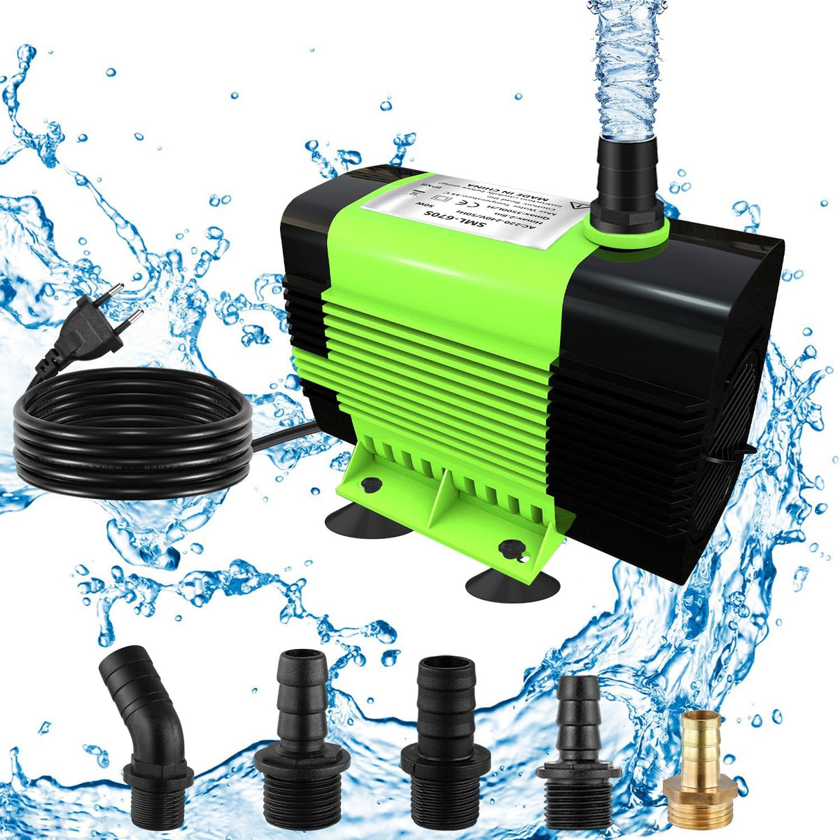 313413 - Lnicez Pompë uji zhytëse 50W, 3500 L/H për shatërvanë kopshti dhe akuariume me 5 gryka dhe një kokë 2.8 m