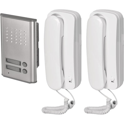 267919 - EMOS Audio Set interkomi dere për dy pjesëmarrës, për montim në sipërfaqe, dizajn elegant, instalim interkomi/kit audio me mundësi hapjeje dere