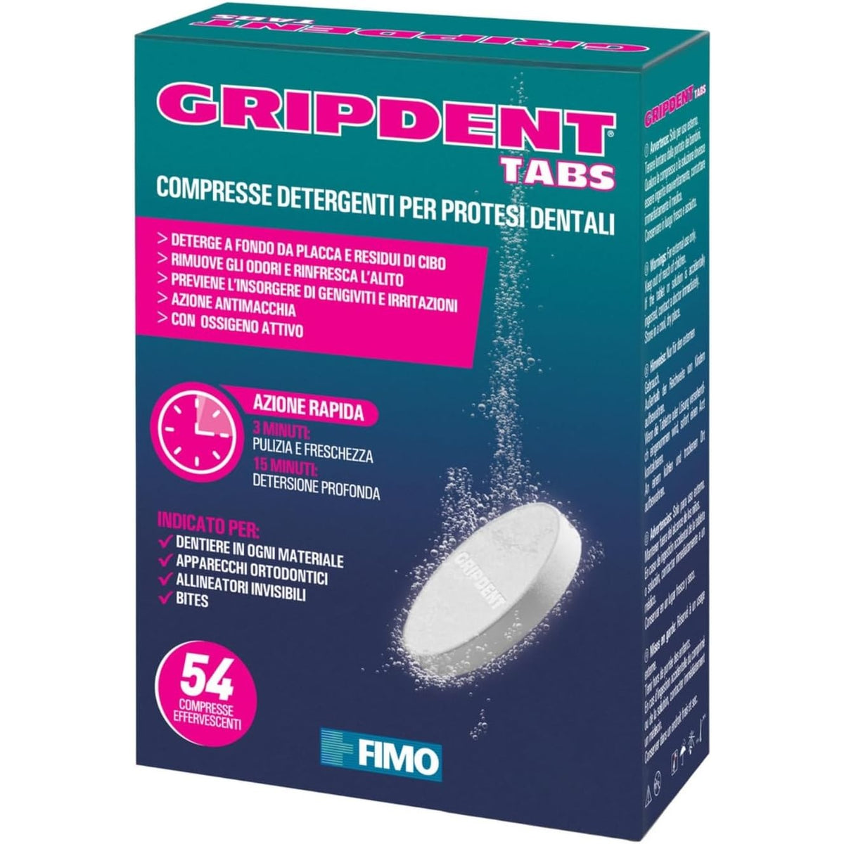290461 - GRIPDENT Tableta Dezinfektuese 54 - Dezinfekton dhe zbardh protezat, kafshimet, mbrojtëset e gojës, pajisjet ortodontike