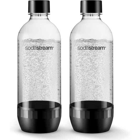 210579 - SODASTREAM Duopack, Shishe Zëvendësuese Tritan 1L, e Përshtatshme për të Gjitha Pajisjet e Ujit të Gazuar, 2 Shishe Plastike PET 1L, e Zeza
