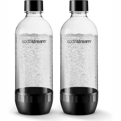 185640 - SODASTREAM - Dyshishe Zëvendësuese DuoPack Tritan 1L, për Pajisjet e Zakonshme të Ujit të Gazuar, Shishe Plastike me Kapak me Vidë, 2 Shishe PET 1L, Ngjyrë e Zezë