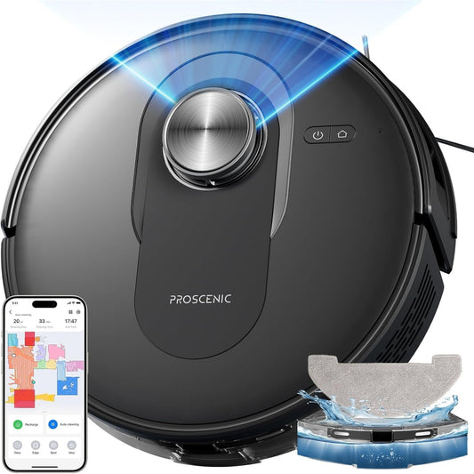 84151 - PROSCENIC Q8 - Fshesë robot me korrent. Hartëzim, pastrim i dyshemesh me fuqi 6000Pa dhe kohë veprimi 200 minuta. Navigim LiDAR, kontroll përmes APP/Alexa/WiFi/Siri/IFTTT. Ideal për pastrimin e shtëpisë dhe qimet e kafshëve shtëpiake.