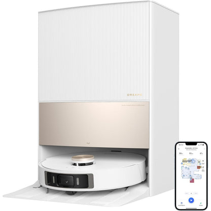 83006 - DREAME Fshesë Robotike L20 Ultra, MopExtend, Heqje Mop, Mopa Ngritëse, Veprimi AI, Fuqia e Thithjes 7000Pa, Stacion Bazë Vetëpastrues, Përshtatshëm për Qilima dhe Dysheme të Forta