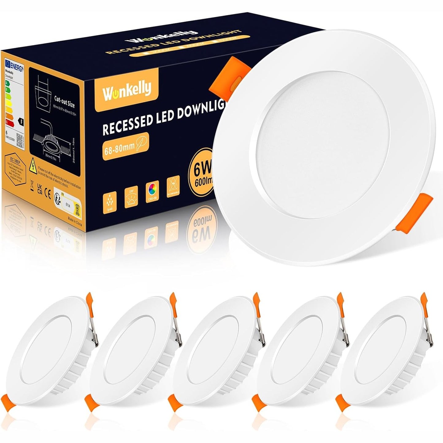 223475 - Dritë LED e futur 230V - 6W, IP44, 4000K, 600LM, diametër i futur 68-80 mm, set prej 6 copësh