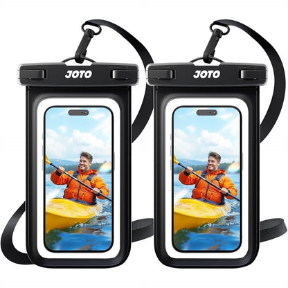 277264 - JOTO Mbështjellëse telefoni me 2 copë, IPX8, e papërshkueshme nga uji për iPhone 17, 16, 15, 14, 13, 12, 11 Pro, Max, Air, Galaxy S24, S23, A15, Xiaomi deri në 7 inç – e zezë