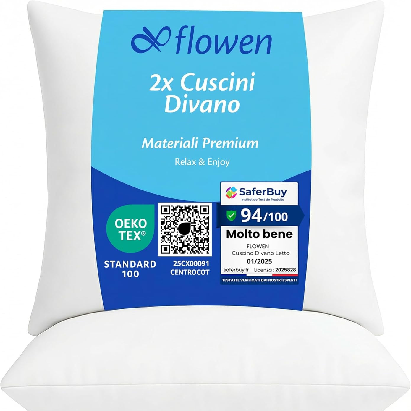 215955 - FLOWEN Jastëk me lule 45x45 cm, Set prej 2 copësh, për divan dhe krevat, Mbushje jastëku hipoalergjik kundër marimangave me mbulesë jastëku të butë, 100% poliester