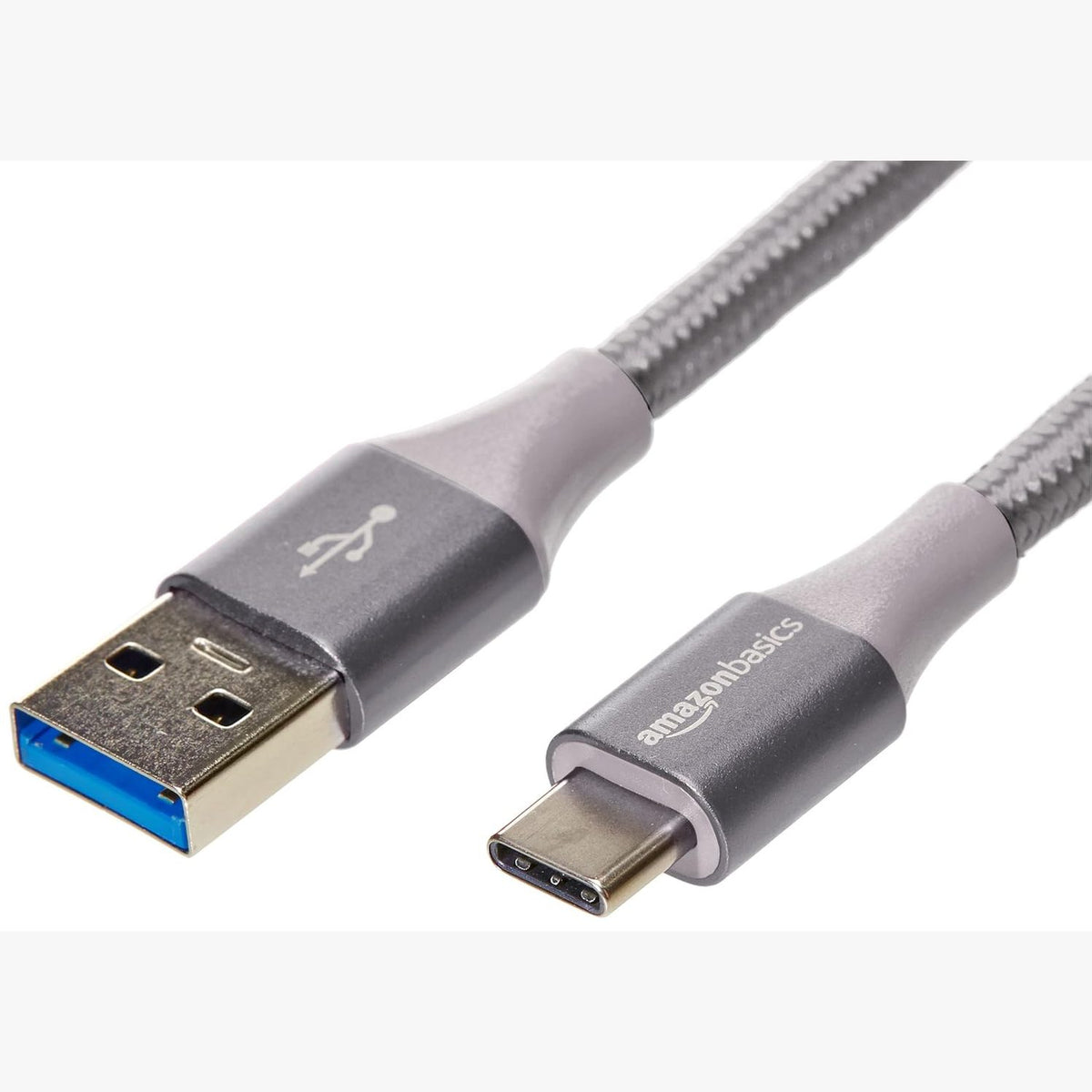 296413 - AMAZON BASICS KABLLO KARIKIMI USB 3.1 Gen 2, USB-C në USB-A, najlon i dyfishtë i thurur, 0.9 m, gri e errët