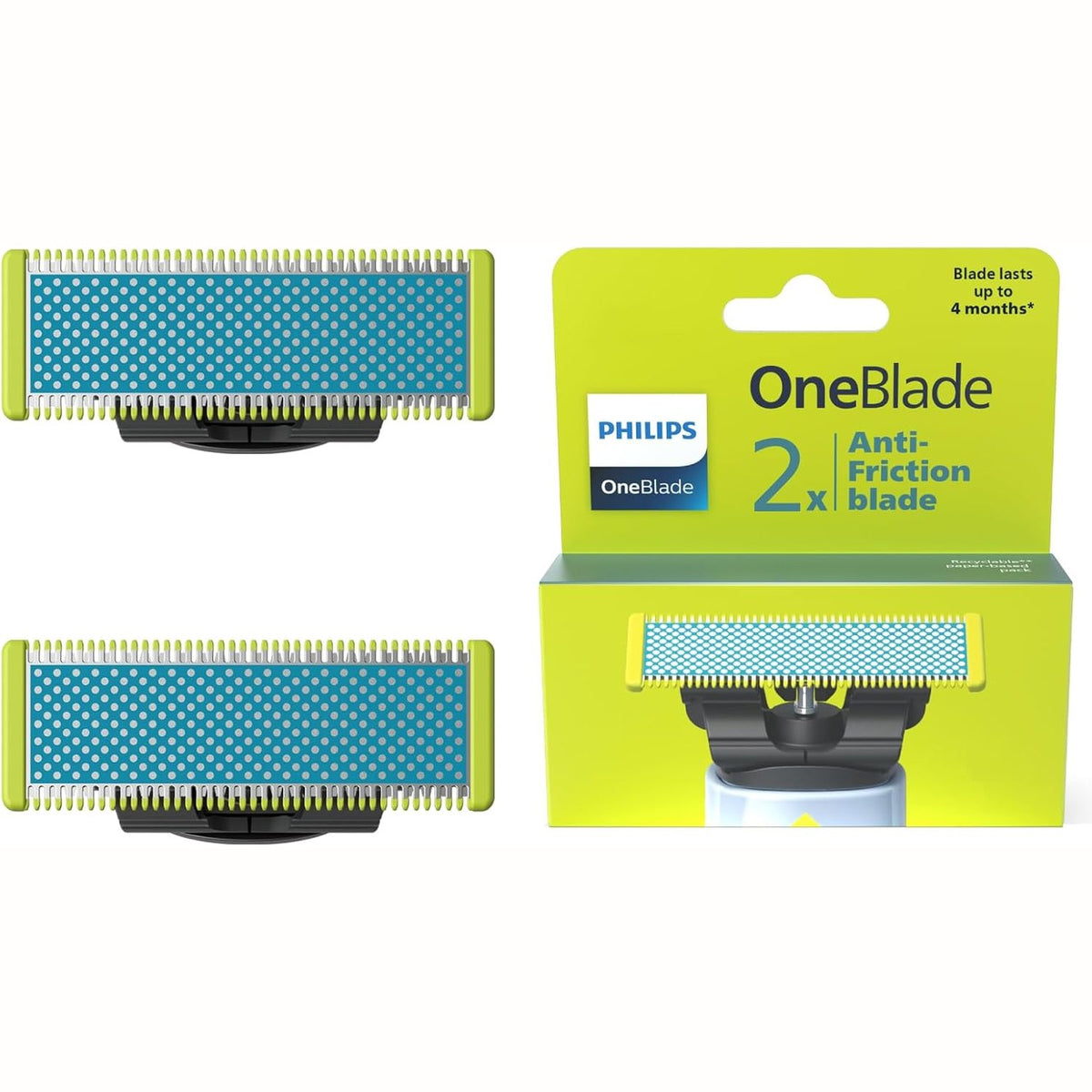 336236 - PHILIPS Kit tehësh zëvendësues OneBlade për fytyrën/trupin (Pako me 2/Anti-fërkim)