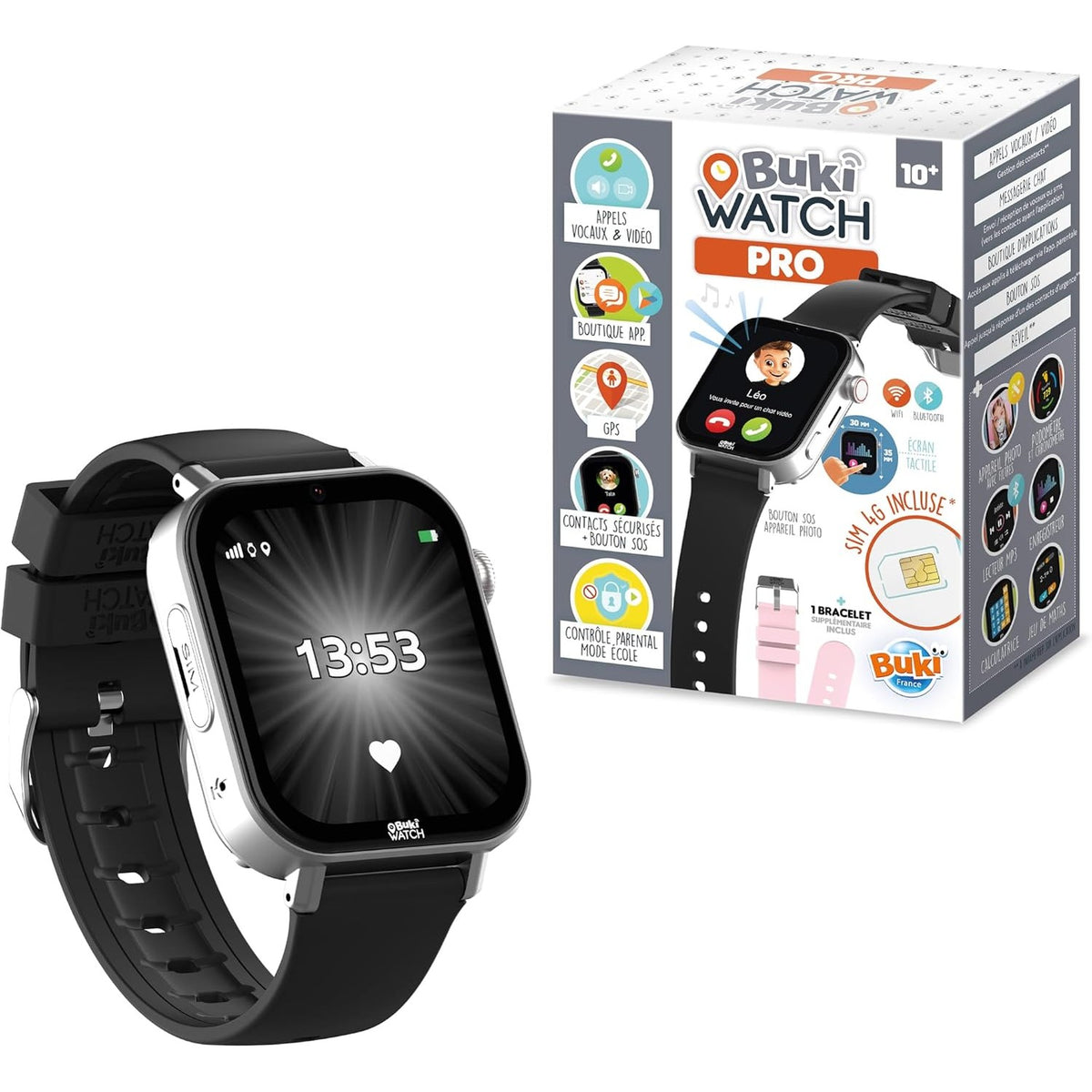 309529 - BUKI FRANCE Orë inteligjente për fëmijë me kartë SIM të përfshirë - Thirrje, GPS, Video, WiFi, Bluetooth - Buton SOS, Aplikacion prindëror - BUKI WATCH PRO PRO01