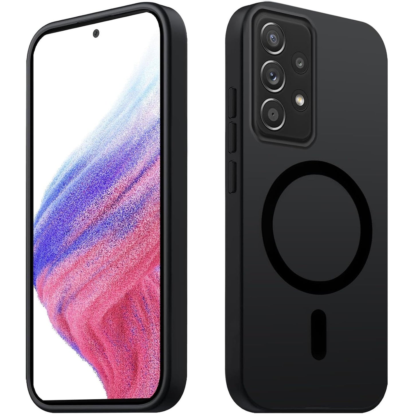 267209 - Tawaror Mbështjellëse Magnetike për Samsung Galaxy A53 5G, Mbështjellëse Mat Transparent, Rezistente ndaj Gërvishtjeve dhe Goditjeve, e Zezë